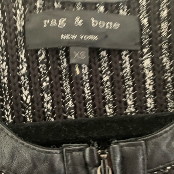 Rag & Bone Moto Sweater Jacket with lamb leather trim - Picture 7 of 10